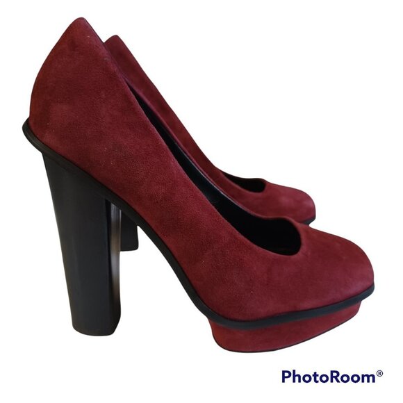Kelsi Dagger Suede Platform Heel Pump Maroon Size 6.5 - Picture 1 of 16
